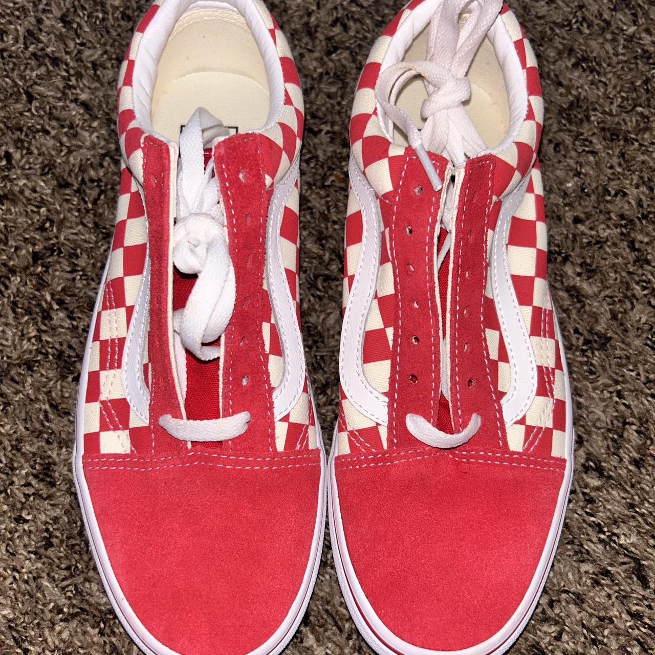 New red checkered vans best sale