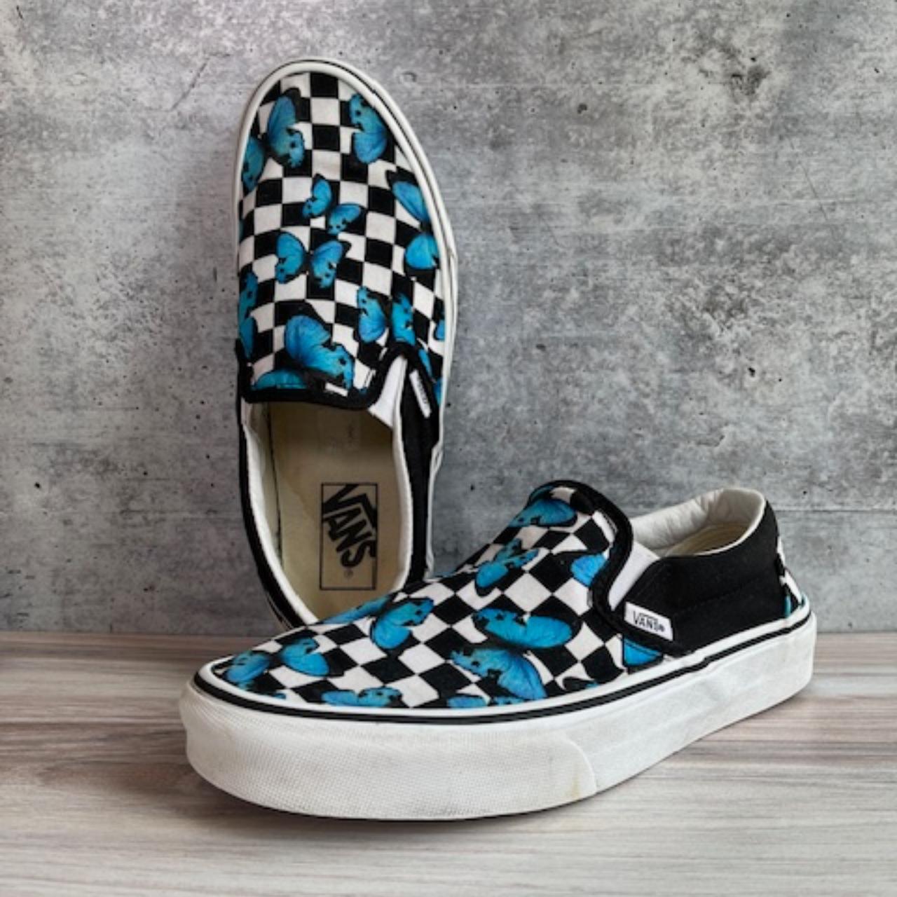 Light blue and dark blue checkered vans best sale