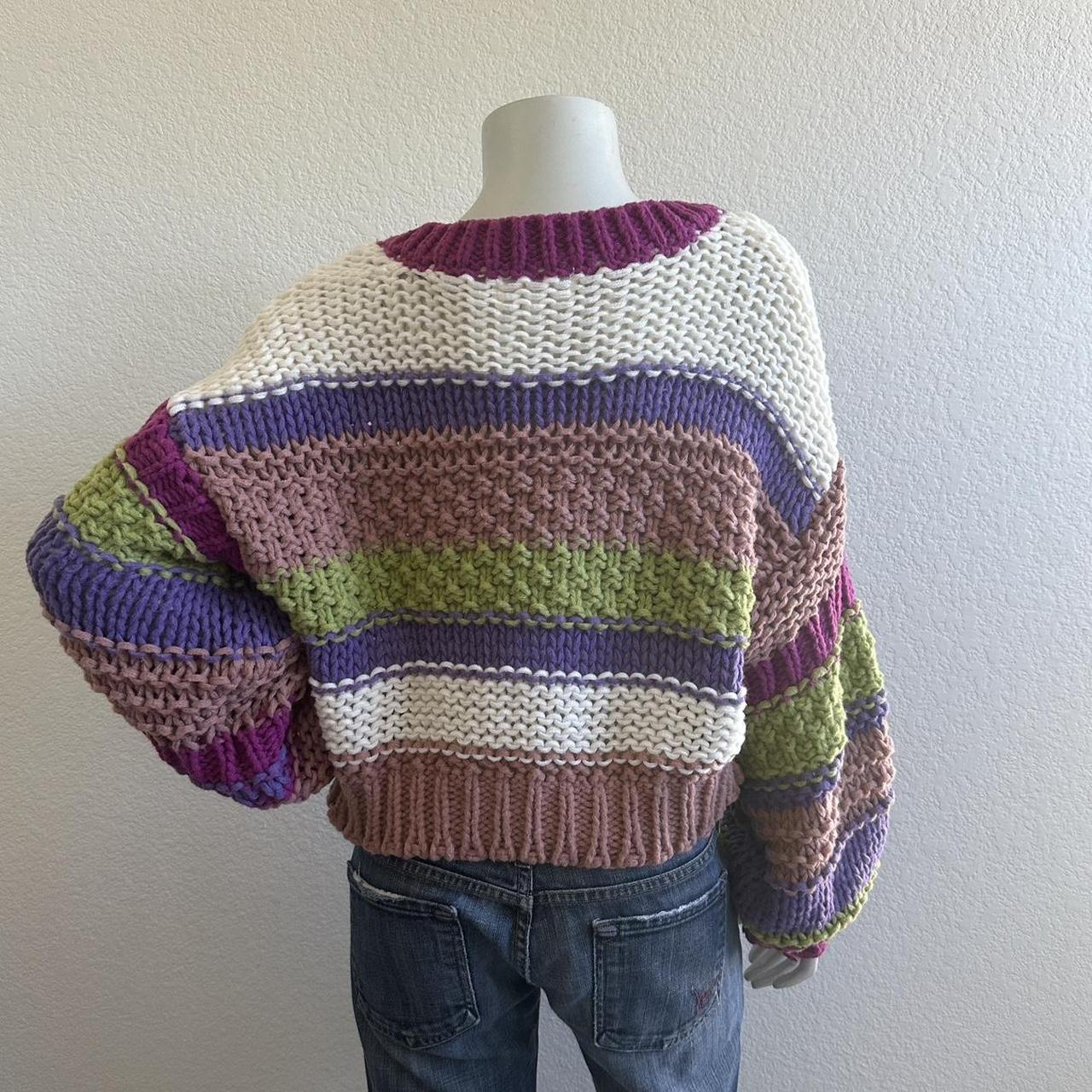 Women's Sweater - Multi - M – Threaded Leaf chunk… - image 5