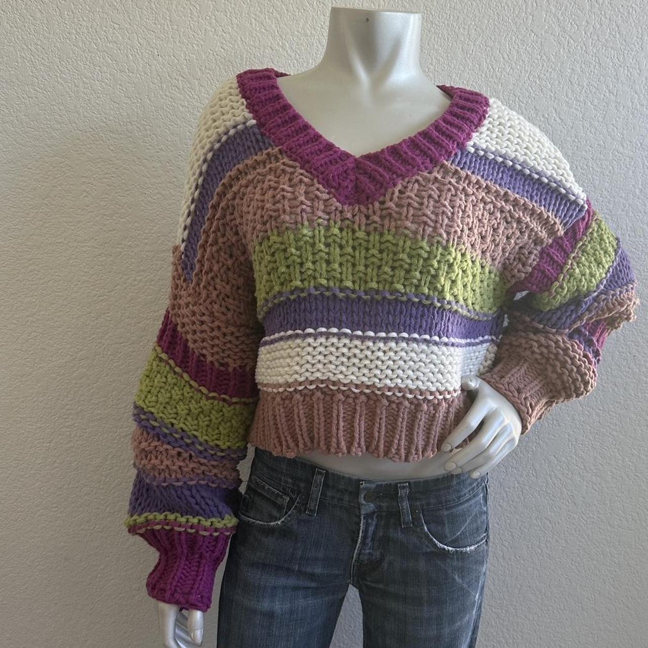 Women's Sweater - Multi - M – Threaded Leaf chunk… - image 4