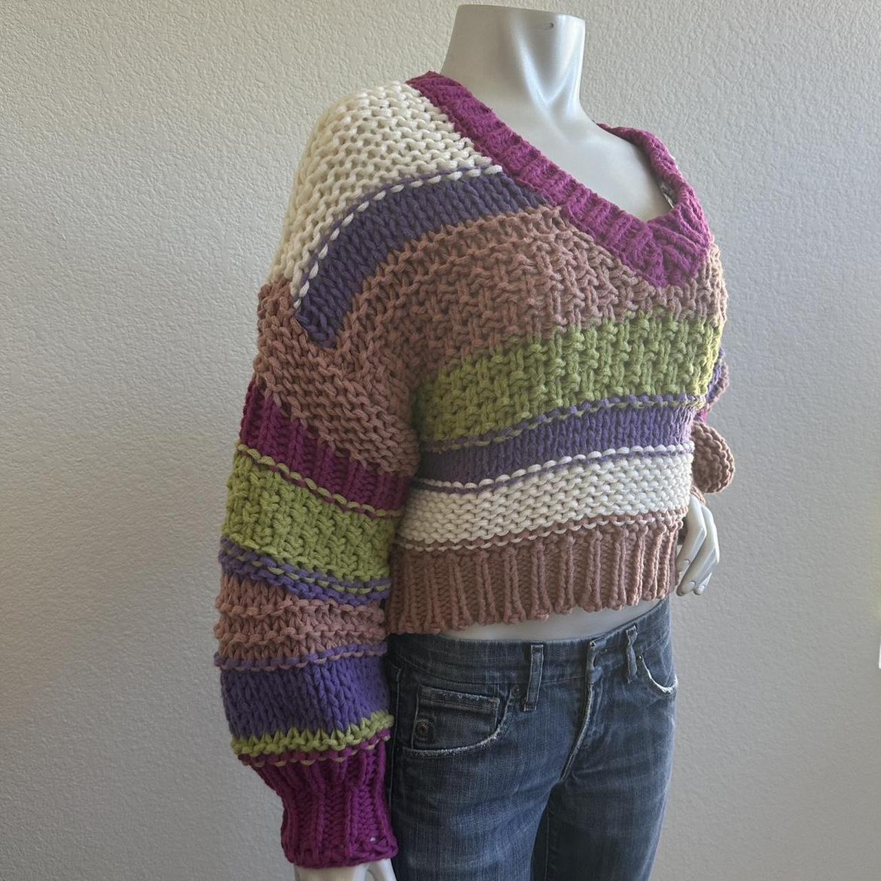 Women's Sweater - Multi - M – Threaded Leaf chunk… - image 8