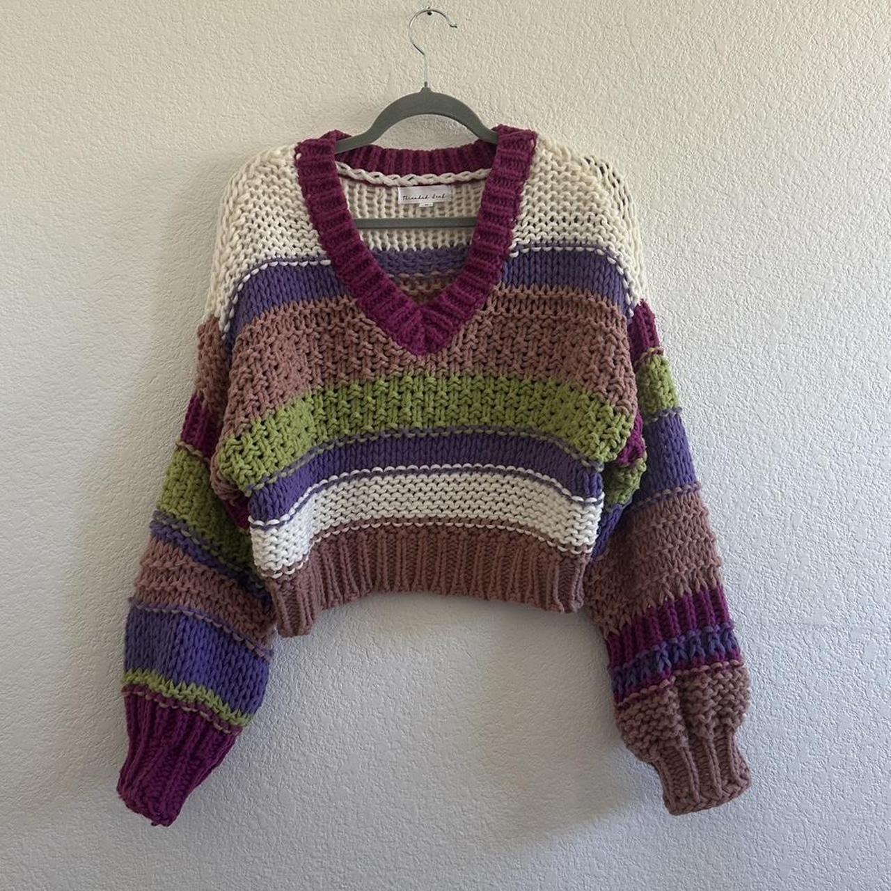 Women's Sweater - Multi - M – Threaded Leaf chunk… - image 7