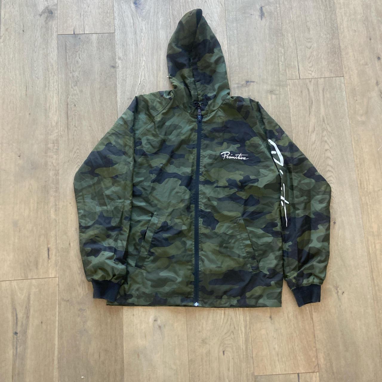 green and black camo primitive windbreaker. Depop