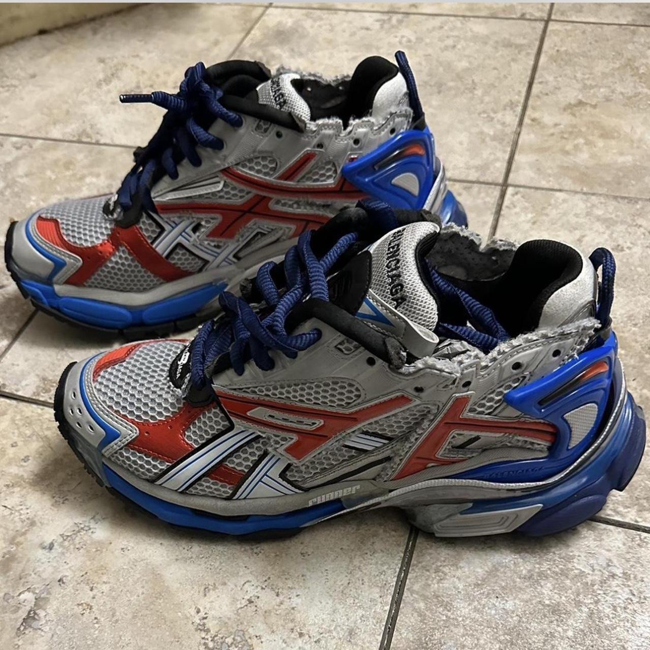 Balenciaga runners silver red blue grey size 41 worn | Depop