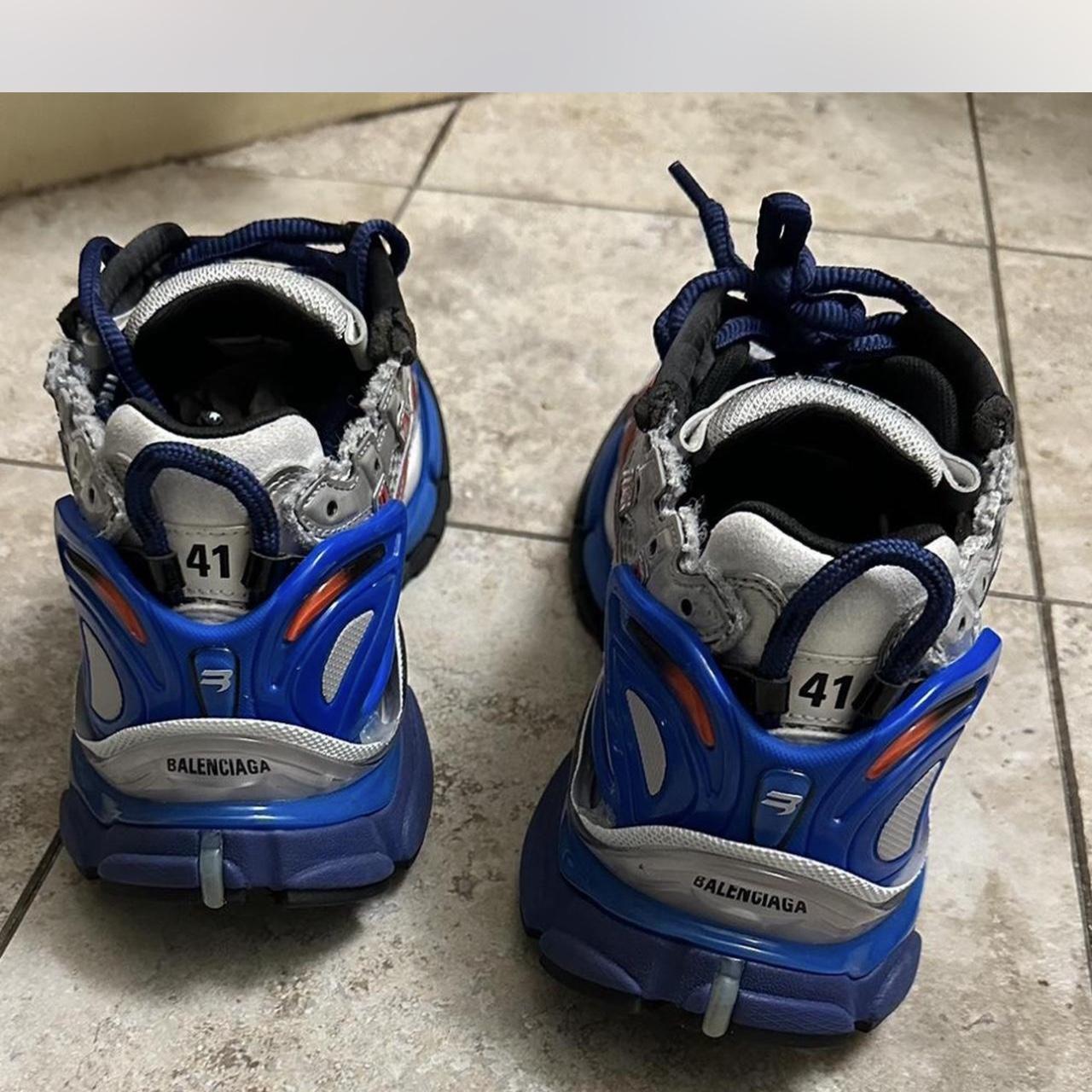 Balenciaga runners silver red blue grey size 41 worn | Depop Balenciaga runners silver red blue grey size 41 worn | Depop