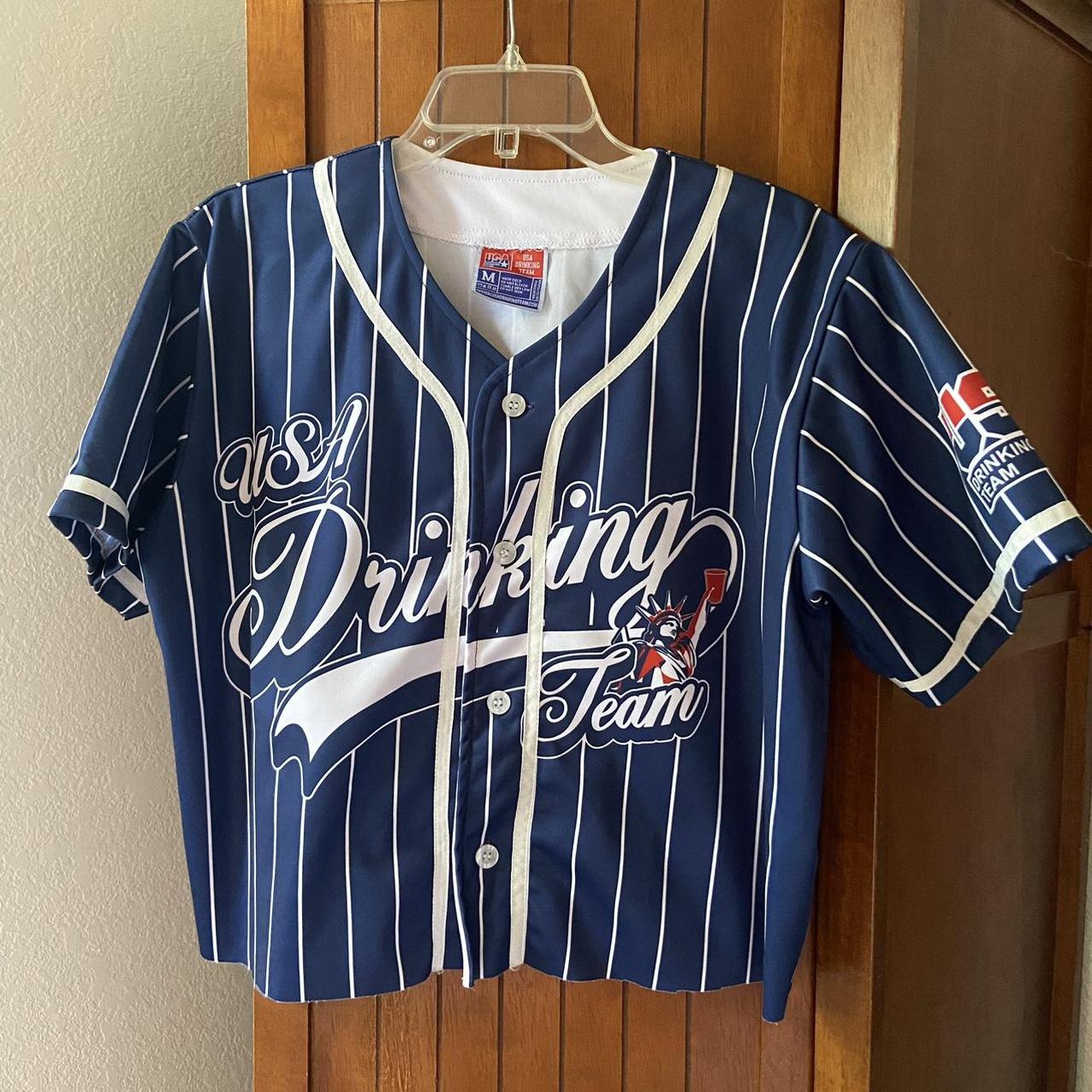 USA Drinking Team (White Pinstripe) Baseball Jersey