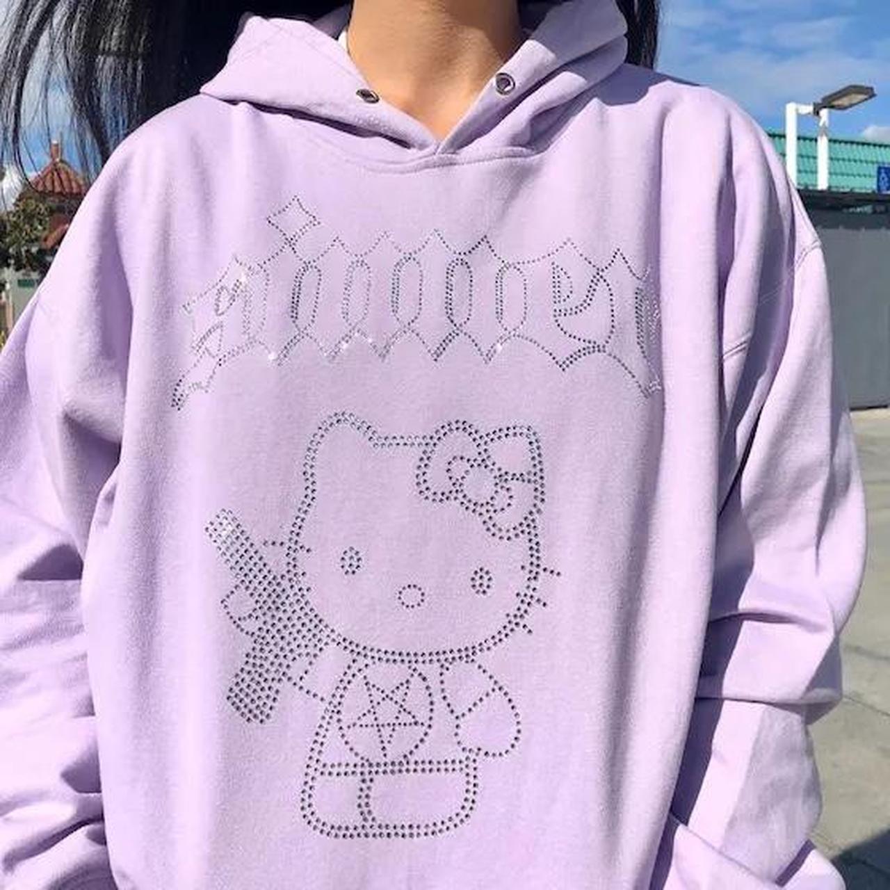 Sinner brand Hello Kitty lavender rhinestone hoodie - Depop