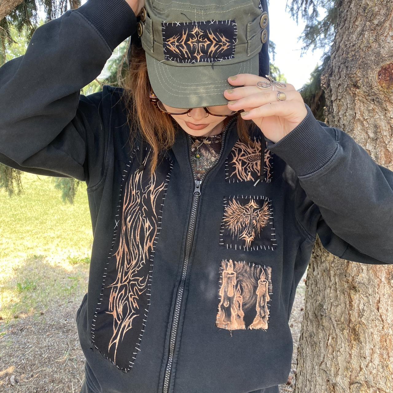 Affliction style y2k handmade hoodie I hand | Depop