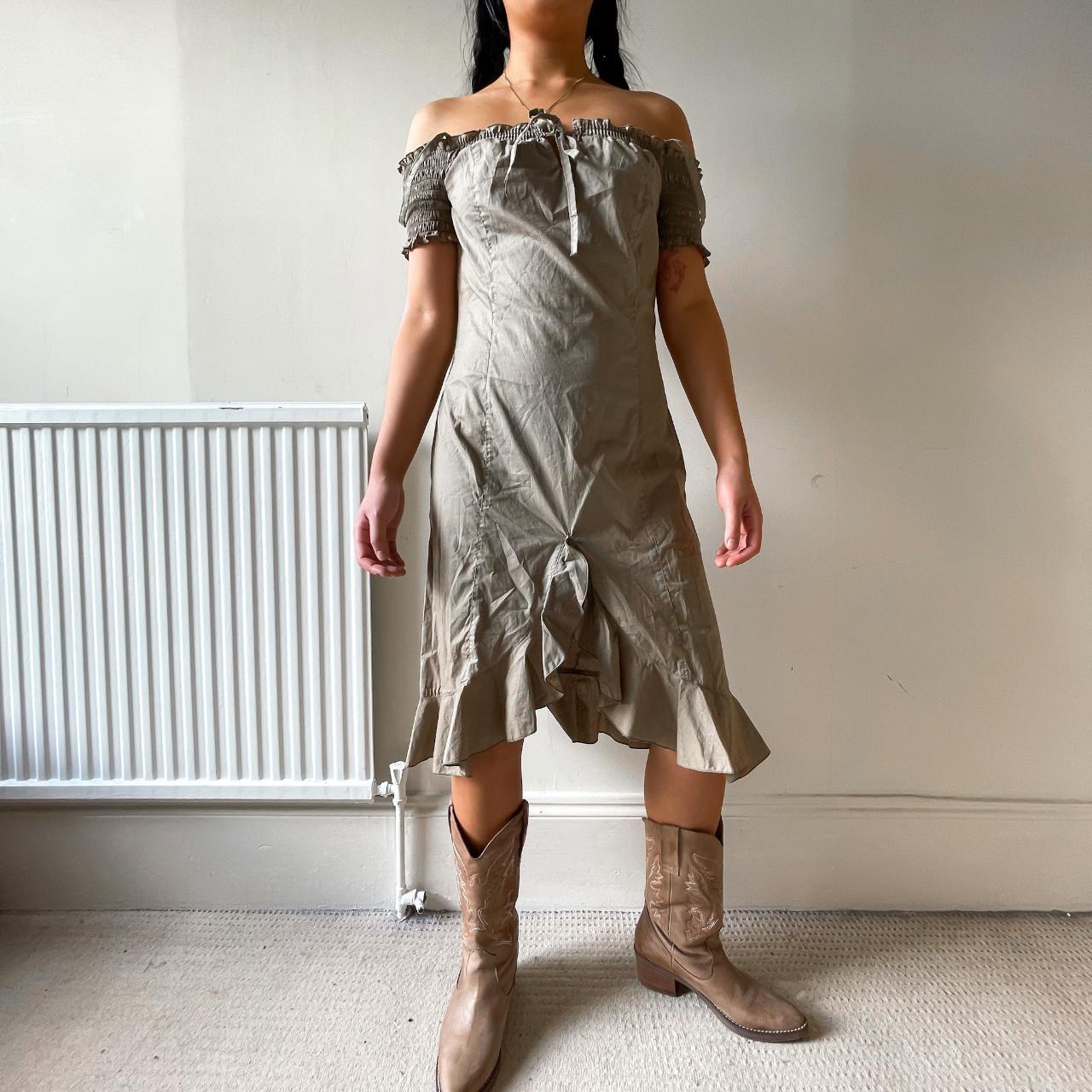 boohoo khaki midi dress