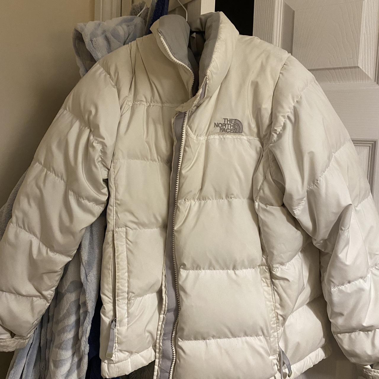 White north face puffer jacket Good condition there... Depop