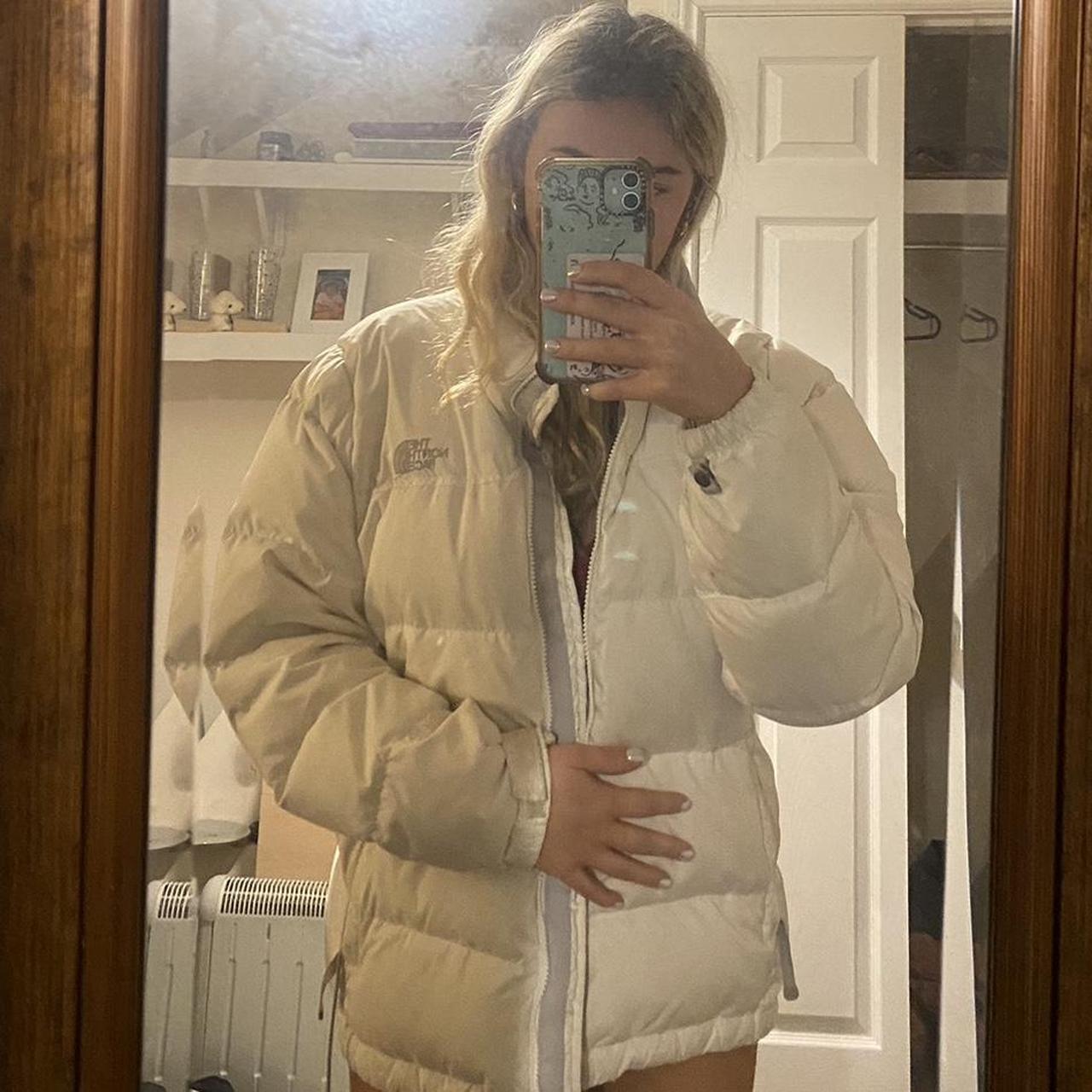 White north face puffer jacket Good condition there... Depop