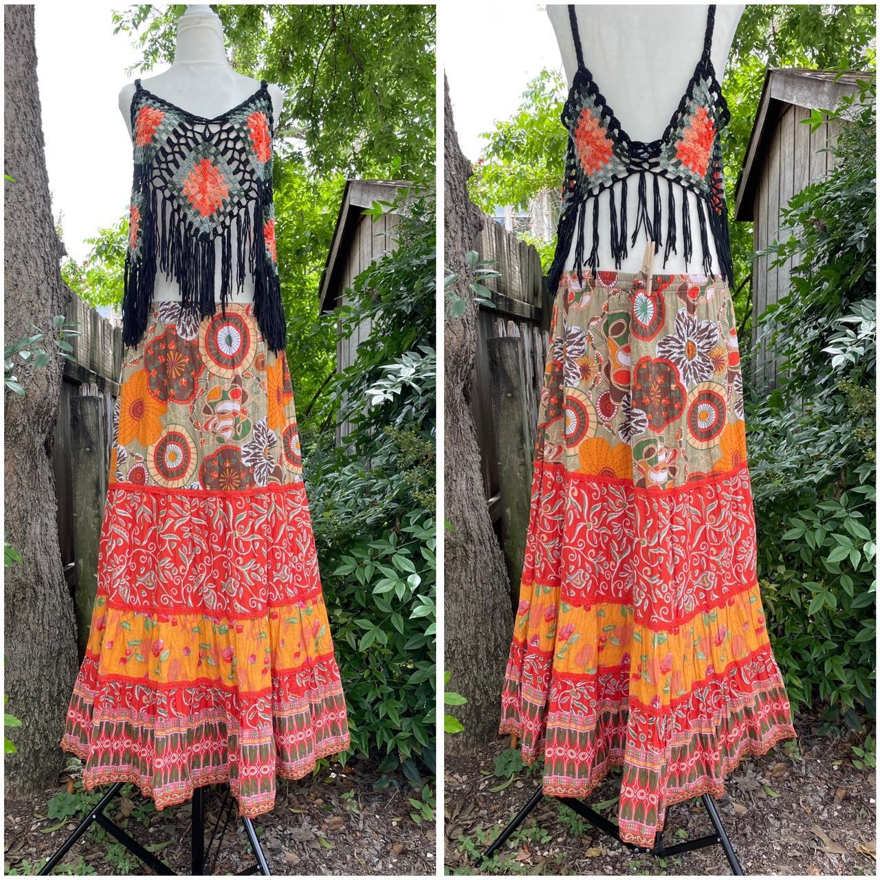 Indie boho hippie maxi skirt Waist measures 16 Depop