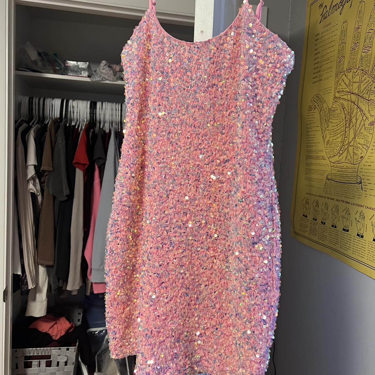 Lucy in the sky' pink sequin dress for homecoming.... - Depop