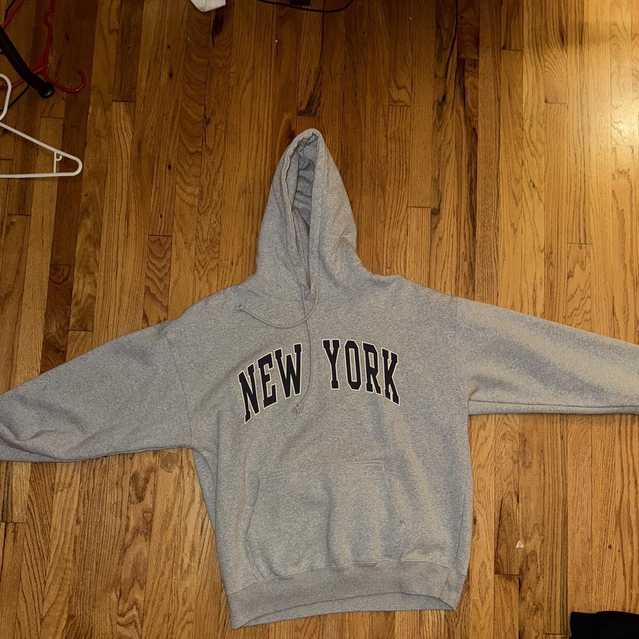 Brandy Melville new york grey and light blue hoodie - Depop