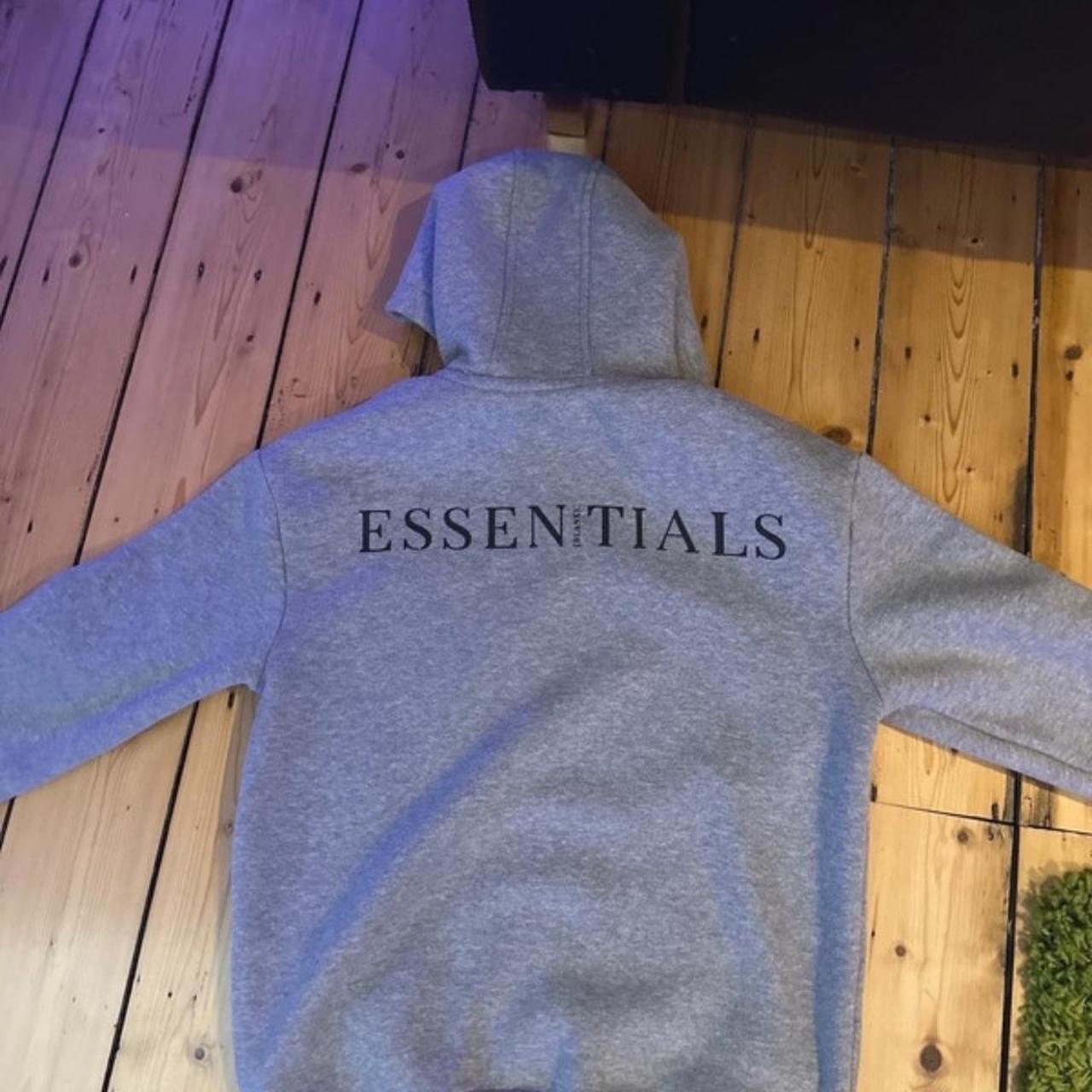 Grey {blank}: essentials hoodie size Depop