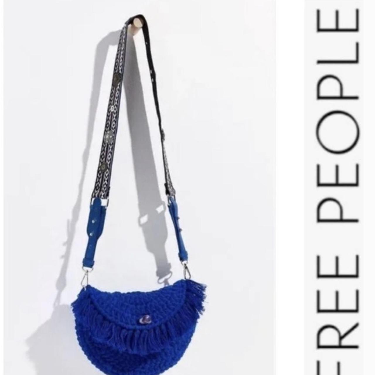 Free People Indigo Blue Macrame orders Moon Crossbody Bag