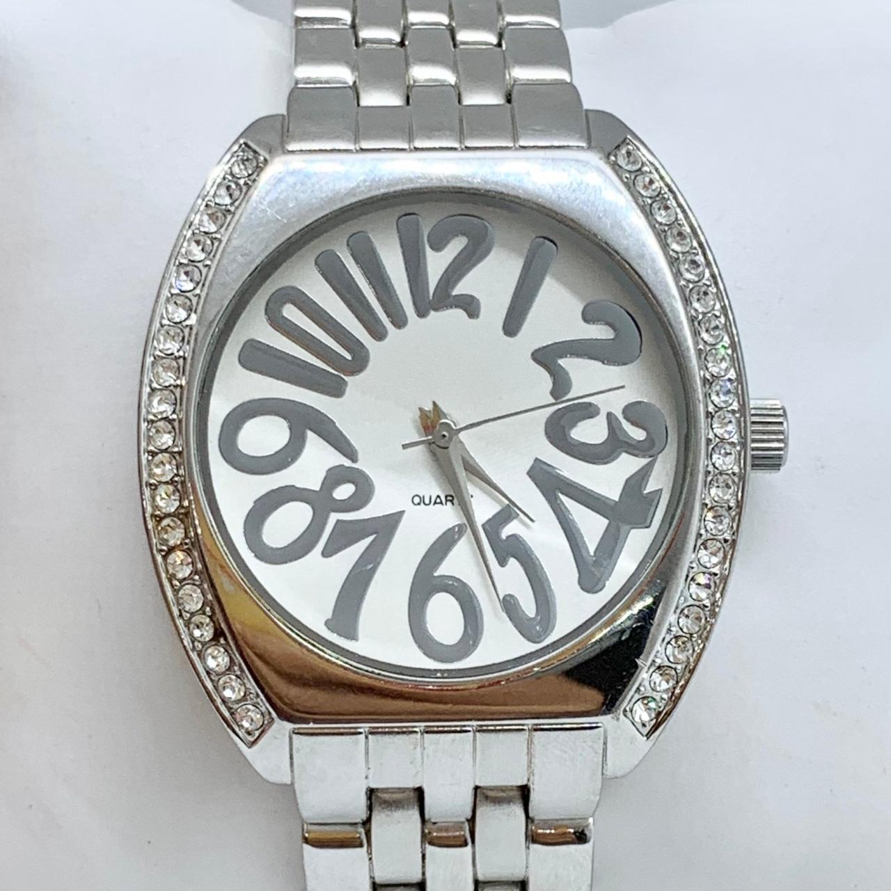 Chico’s Quartz analog watch silver tone rhinestones... - Depop