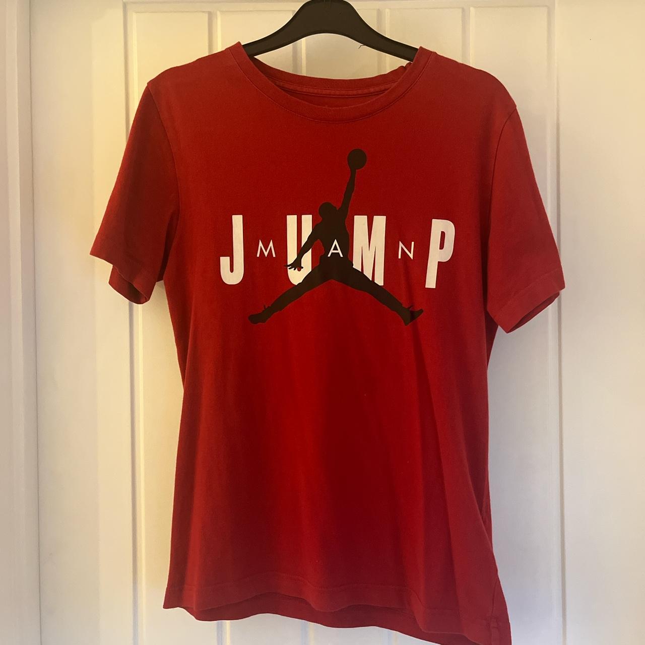 varsity red jordan shirt