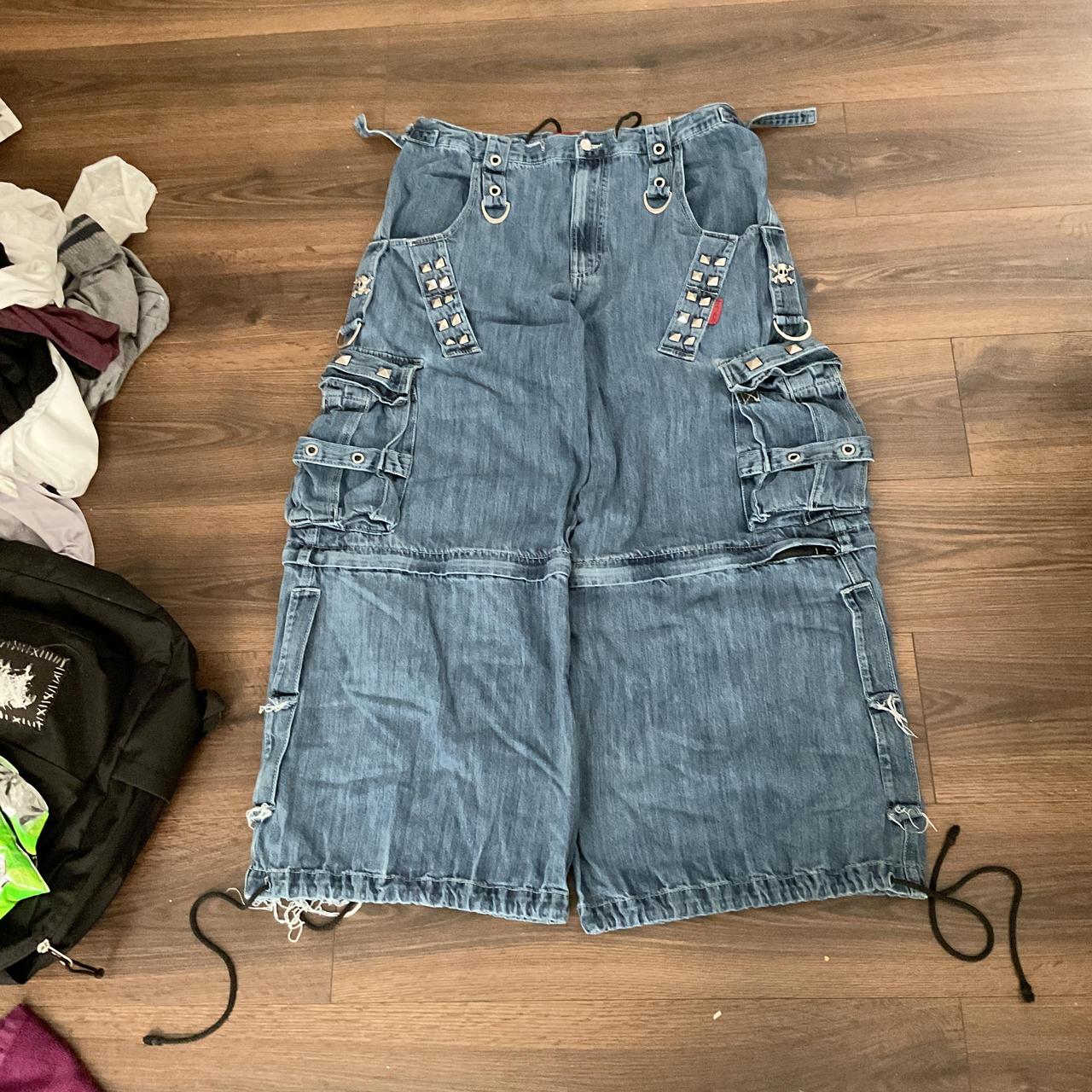 Blue TRIPP NYC with skulls ☠️ a little distressed at... - Depop