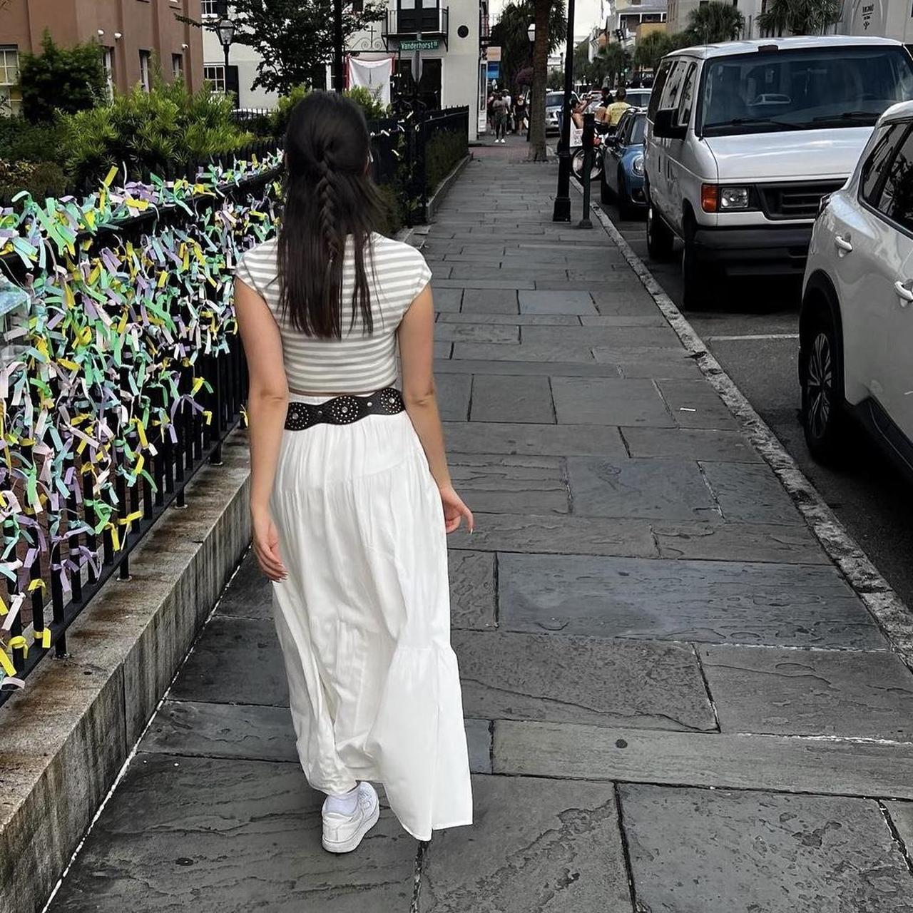 Tiered White Maxi Skirt with Pockets Worn twice In... - Depop