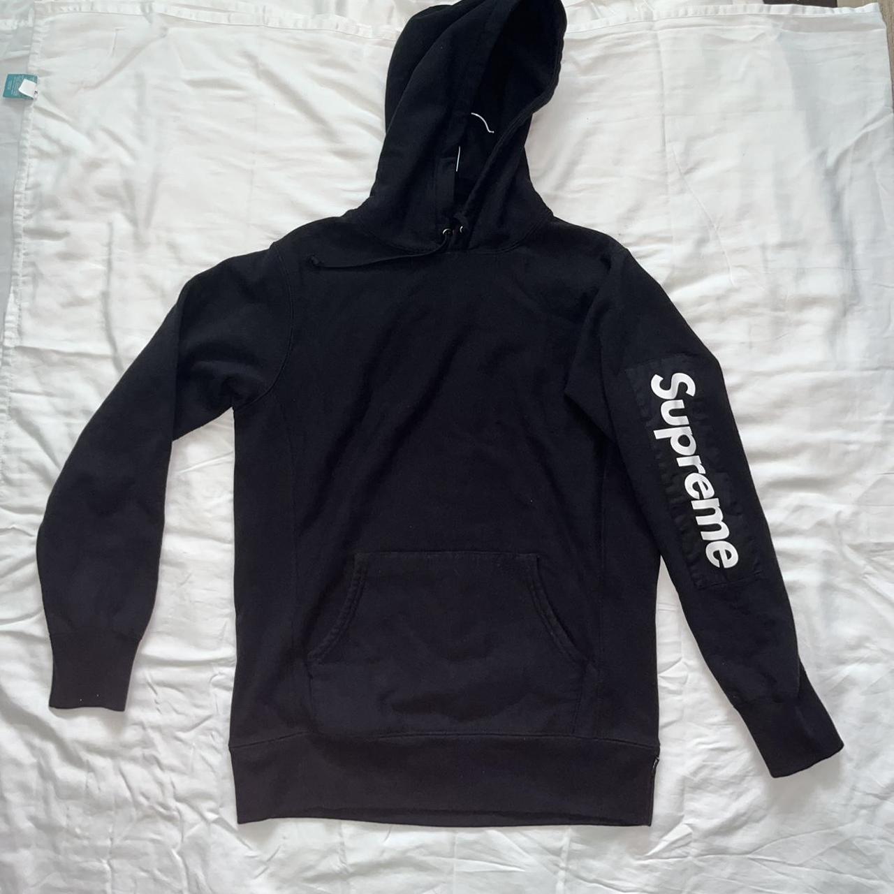 Supreme sleeve logo on sale hoodie