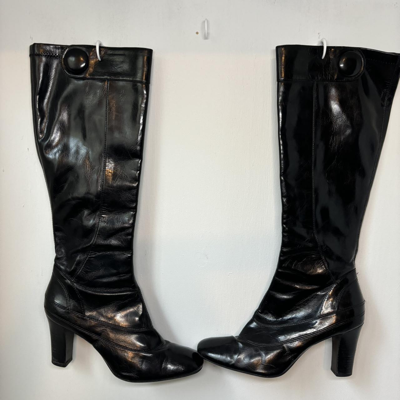 Black Franco Sarto Patent Leather Boots Franco Sarto “Flora” Black
