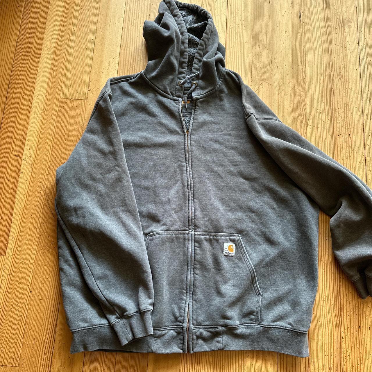 2XL Carhartt Zipped Hoodie Gray Washed and nicely... - Depop