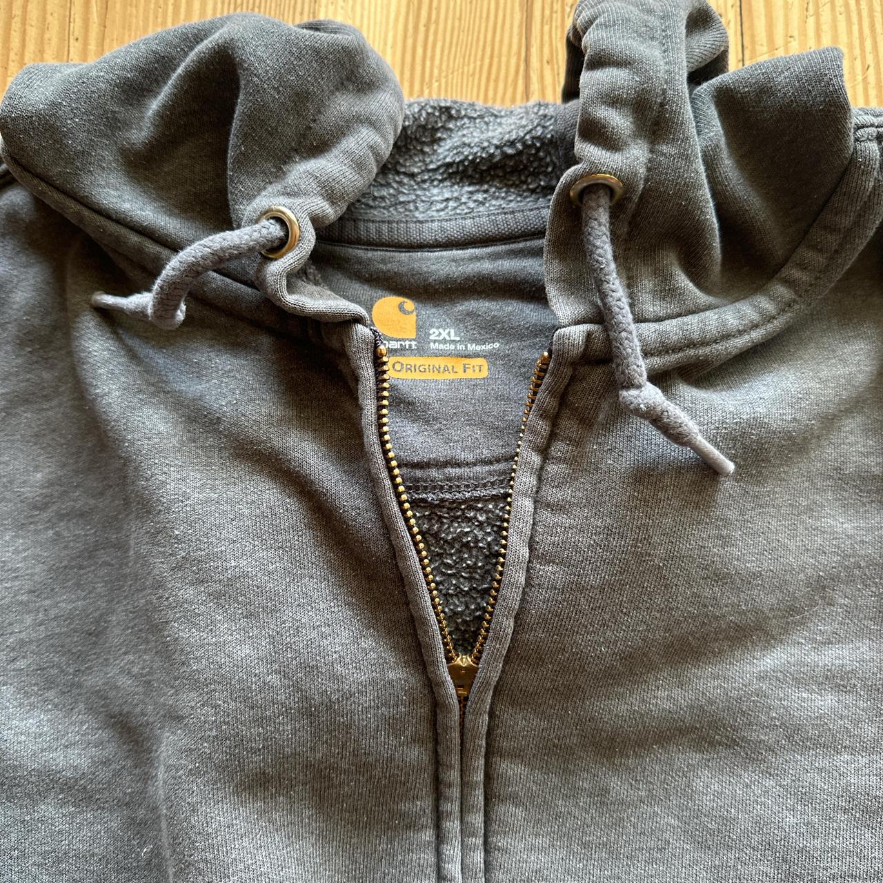 2XL Carhartt Zipped Hoodie Gray Washed and nicely... - Depop