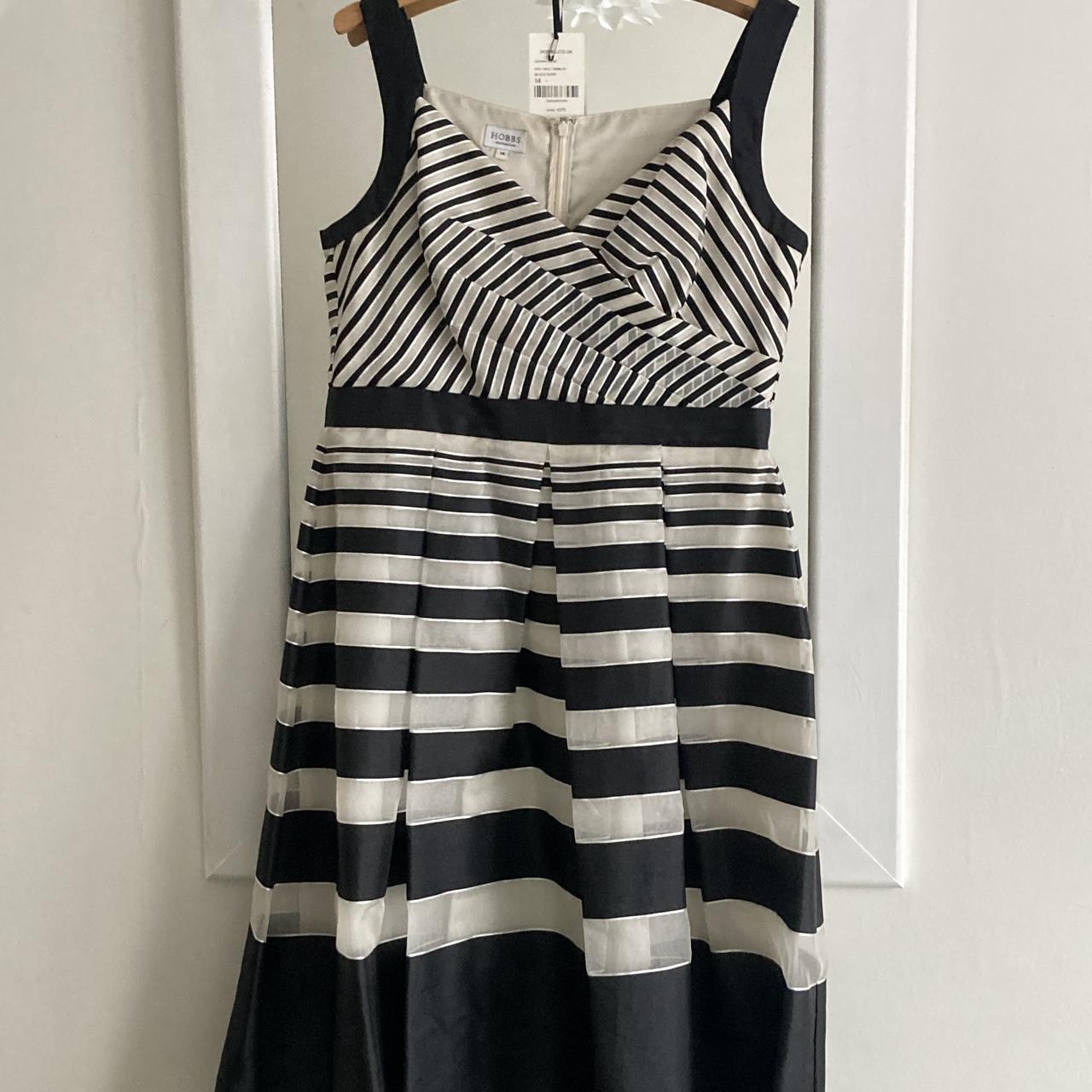 Hobbs black and white striped dress with tag Size. Depop