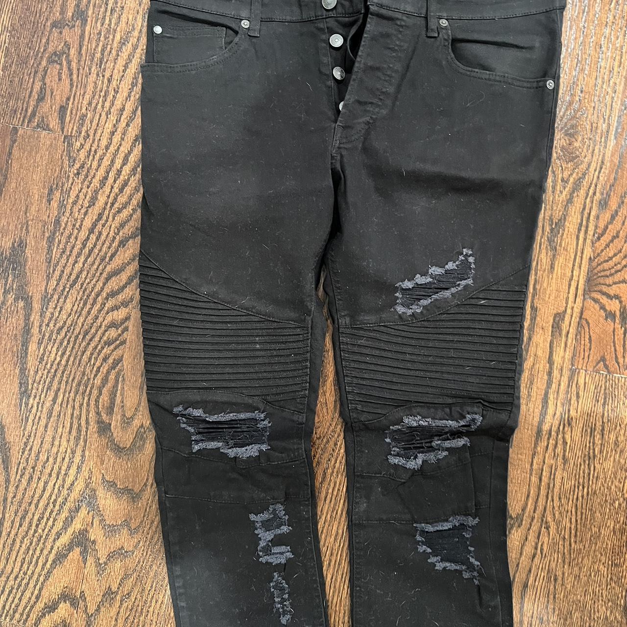 H M Biker Jeans Ripped Skinny Fit jeans black