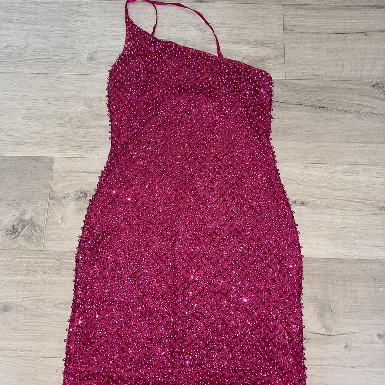 Oh polly pink embellished glitter dress... - Depop