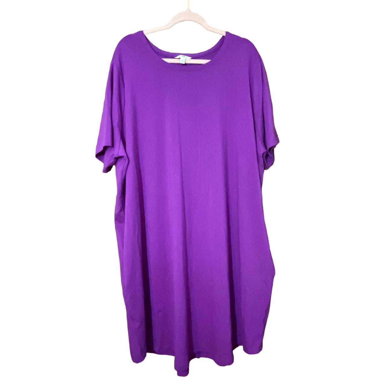 NWT Terra & Sky Purple Crew Neck T-shirt Dress with... - Depop