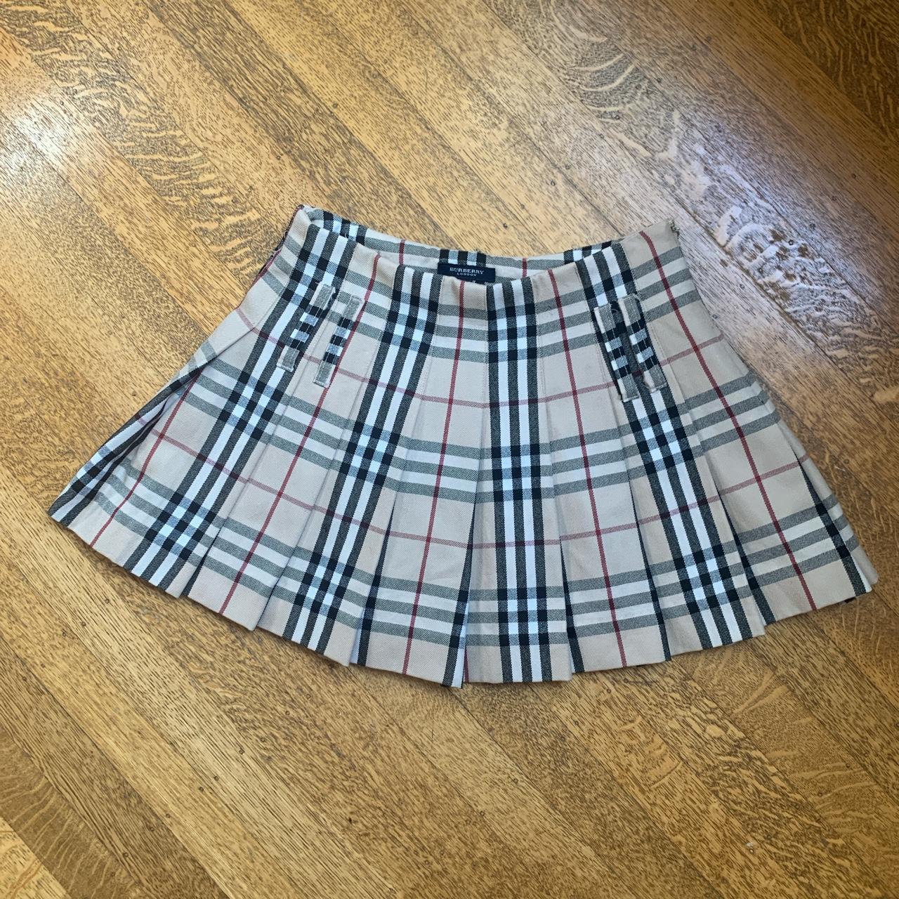 Y2k authentic burberry plaid pleated mini skirt... - Depop