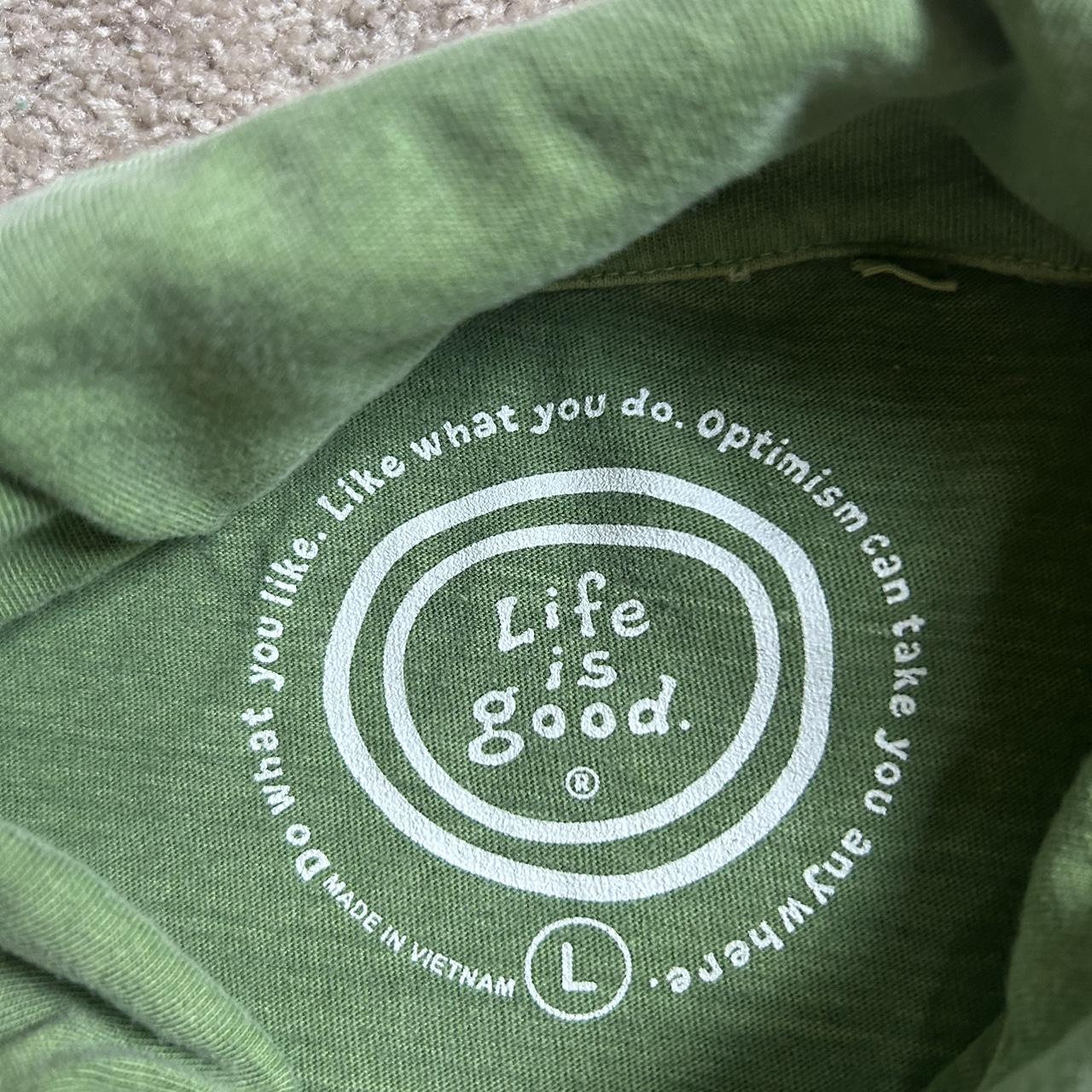 Life is Good Men s Green Polo Shirt Depop