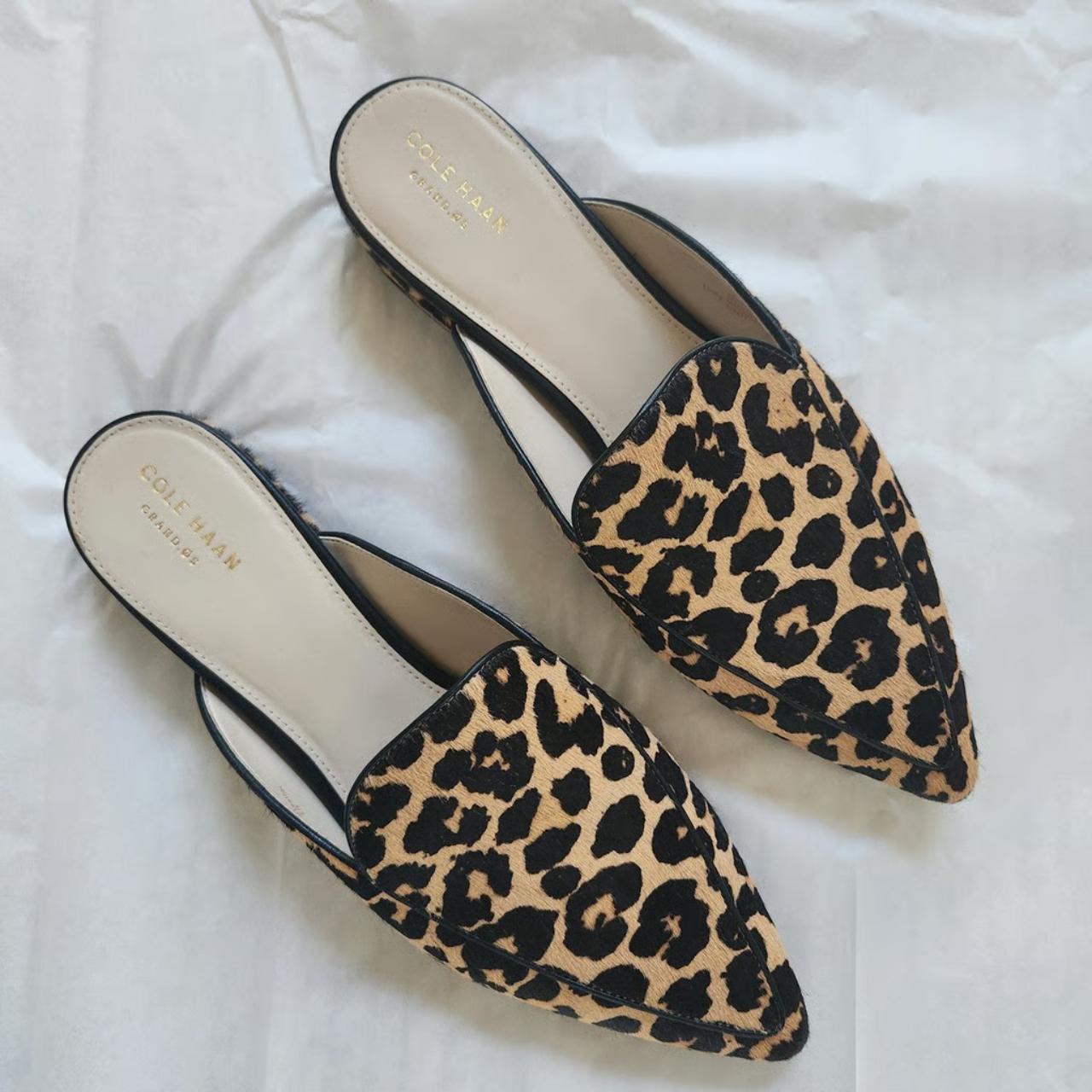 Cole Haan Piper Leopard Print Calf Hair Loafer Mules