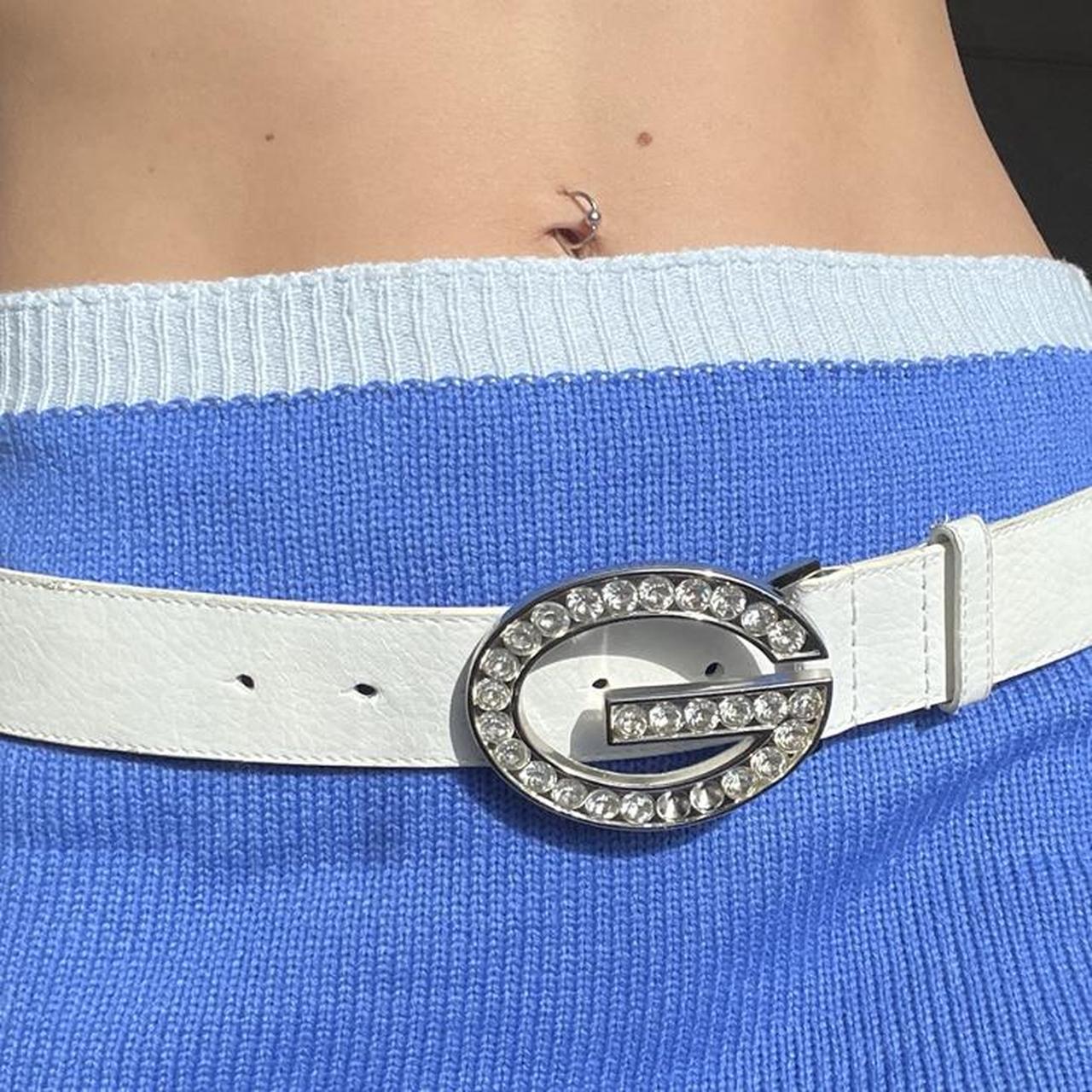 Vintage y2k GUESS belt with glam G buckle covered... Depop