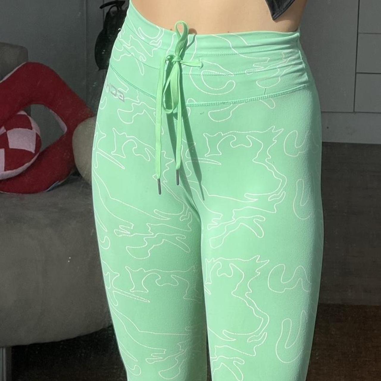 Mint green ECHT sports tights high waisted with... Depop