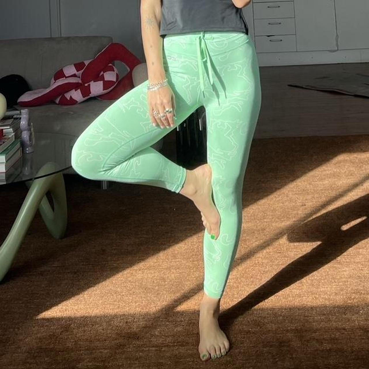 Mint green ECHT sports tights - high waisted with… - Depop