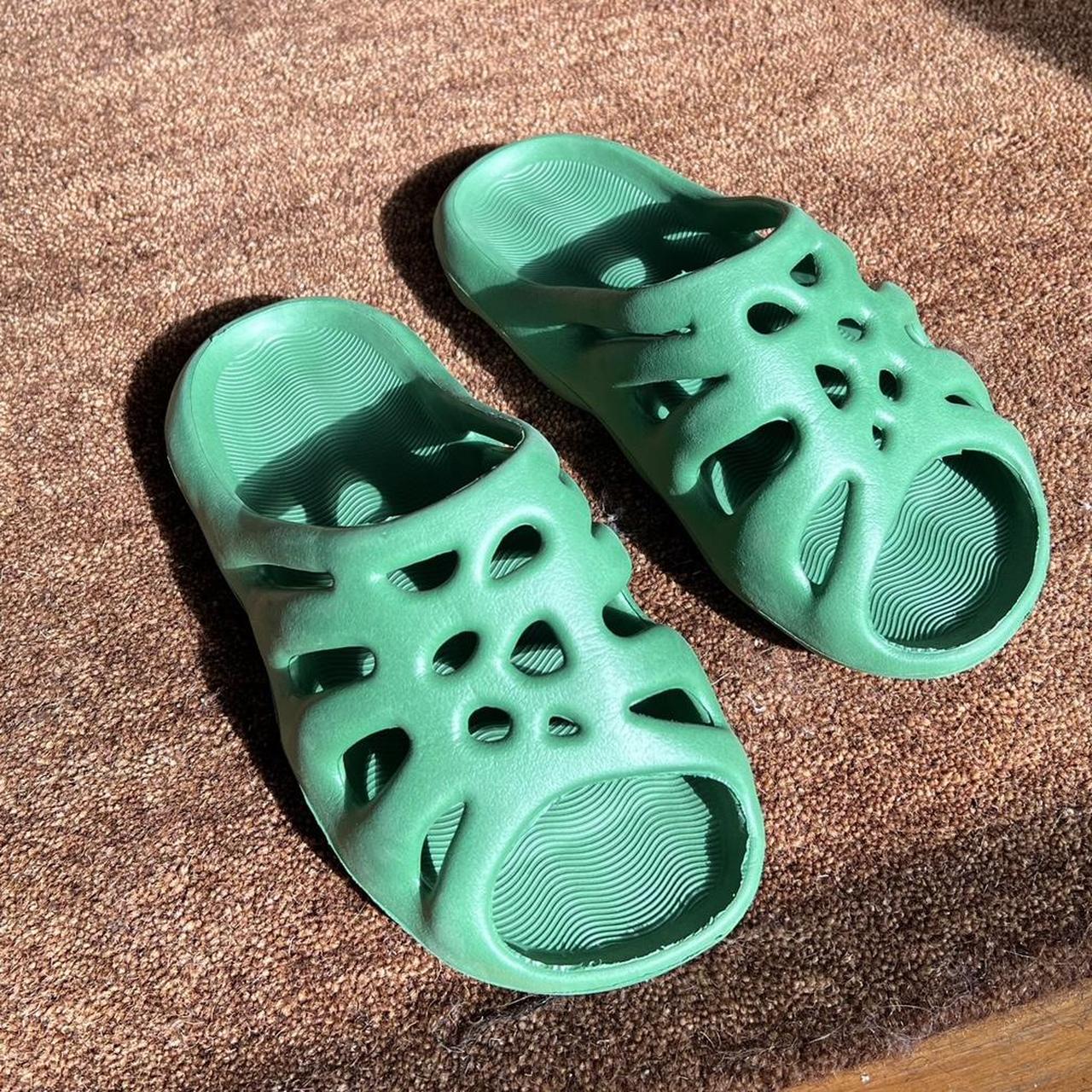 Emerald green puffy plastic slides Size 40 Depop