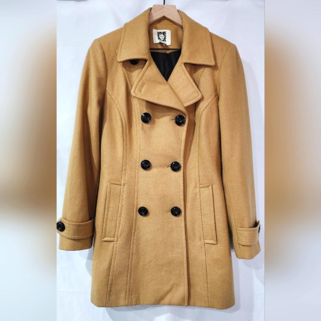 Anne Klein Women s Pea Coat Size Medium Camel Wool. Depop