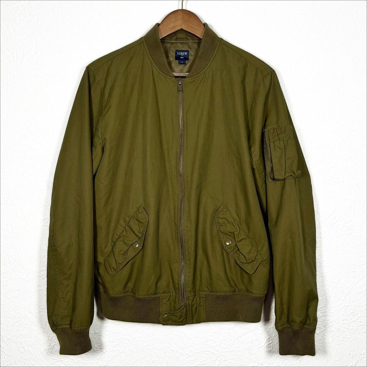 J Crew Twill Bomber Jacket Dark Olive Green Full Zip