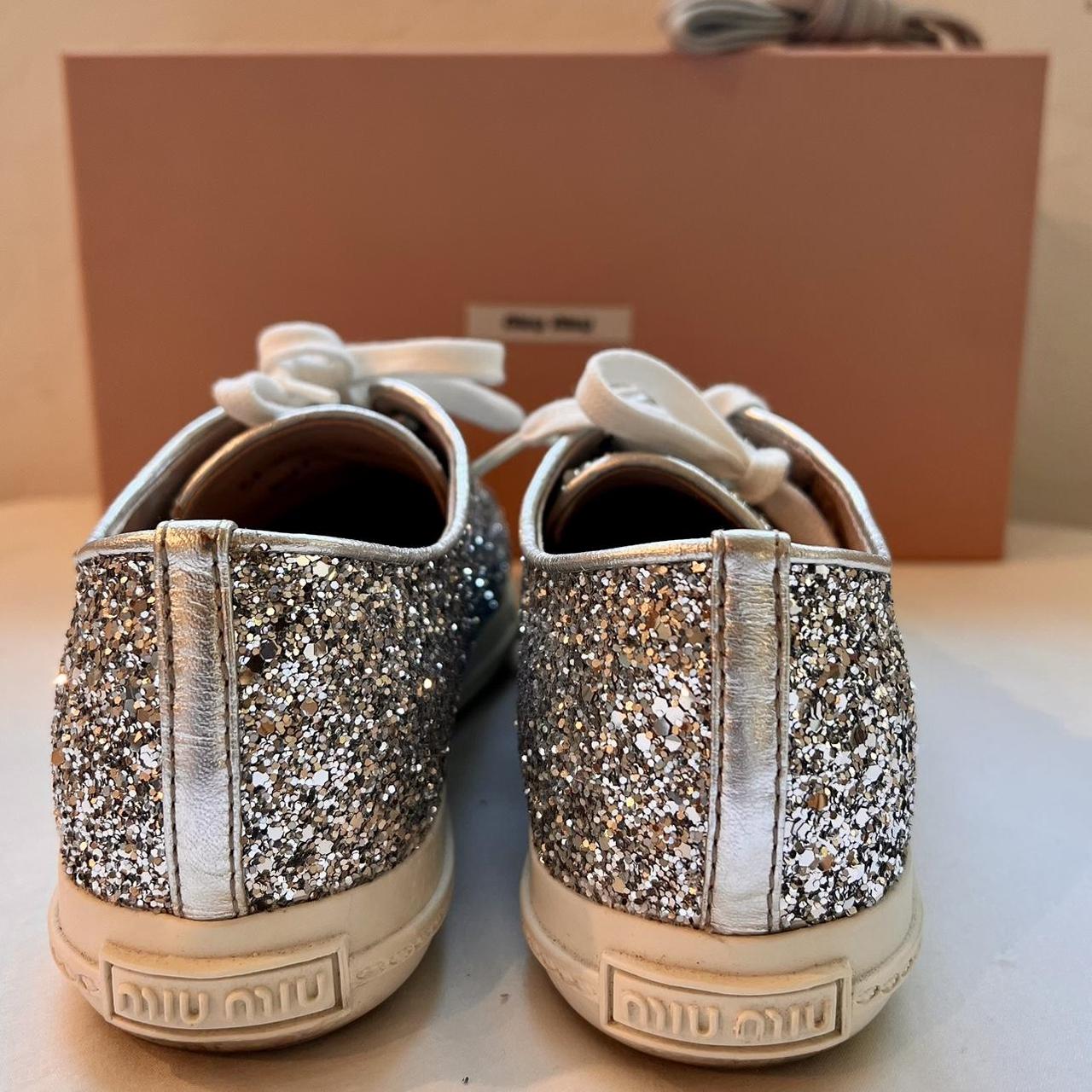 Miu Miu Metallic And Metal Cap Toe Low Top Sneakers | Depop