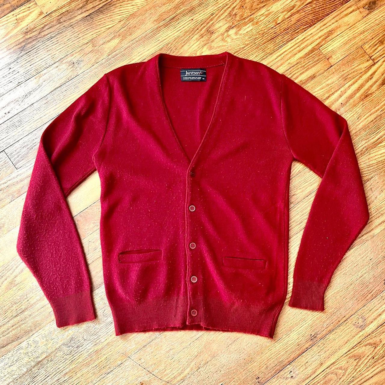 Jantzen Men's Burgundy Cardigan Depop