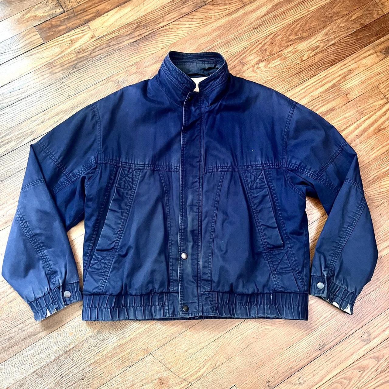 VINTGE 80s/90s Members Only navy Blue Bomber Jacket... - Depop