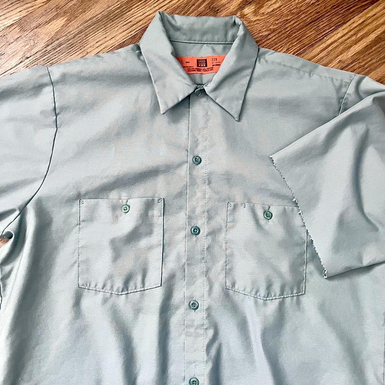 VINTAGE 90s Light Green ButtonUp Work Shirt Size... Depop
