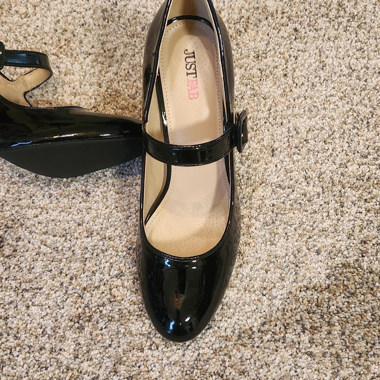 Black patent leather Mary Janes with block heel.... - Depop