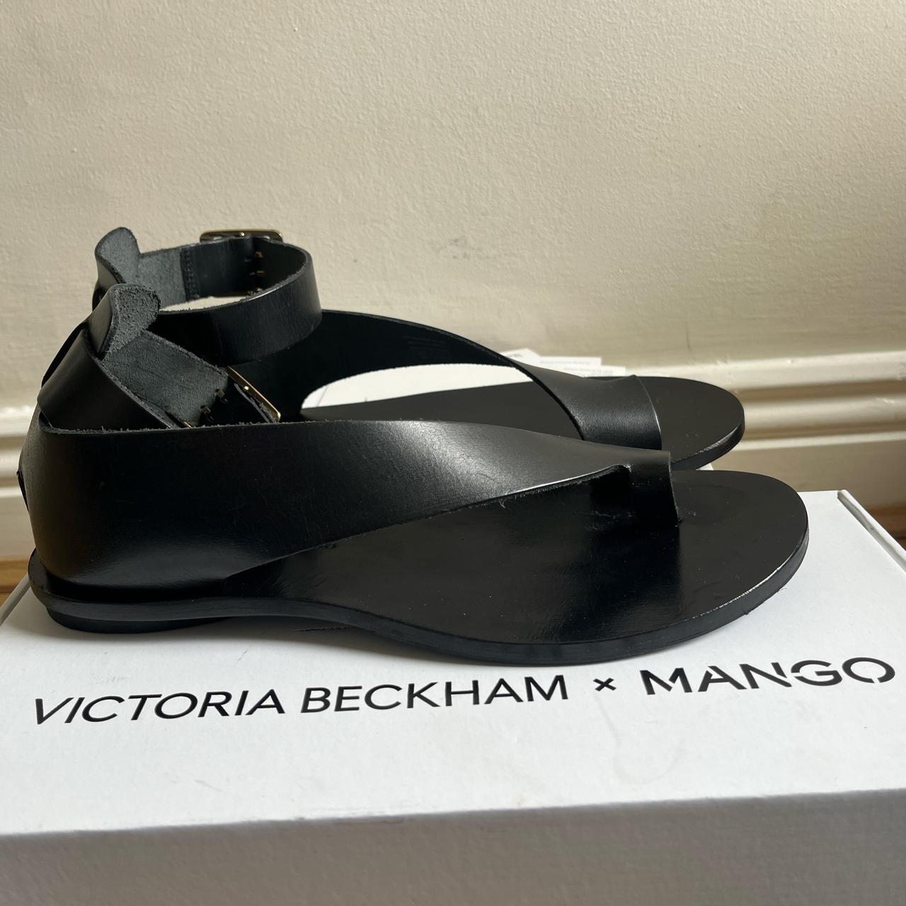 Victoria Beckham x Mango black leather sandals. | Depop