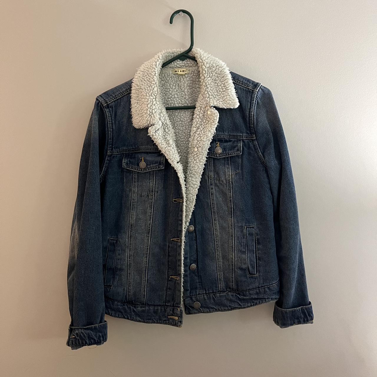 Francesca s fuzzy jean jacket Size M