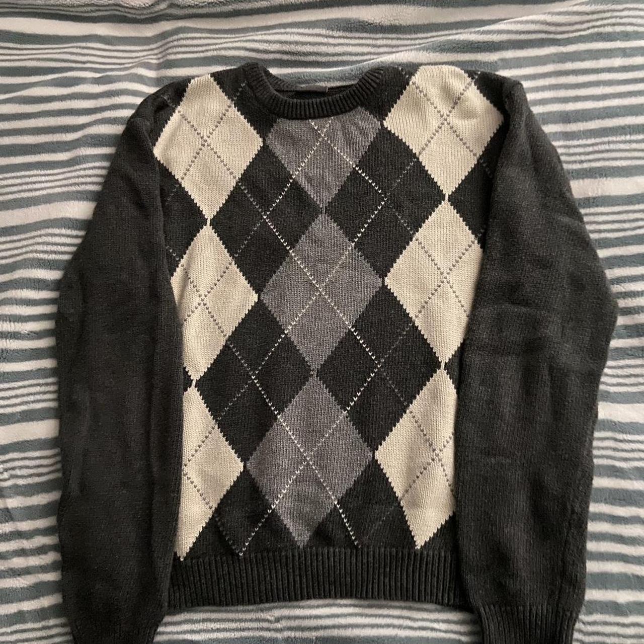 John Galt Grey Argyle Sweater Fits Like A Depop