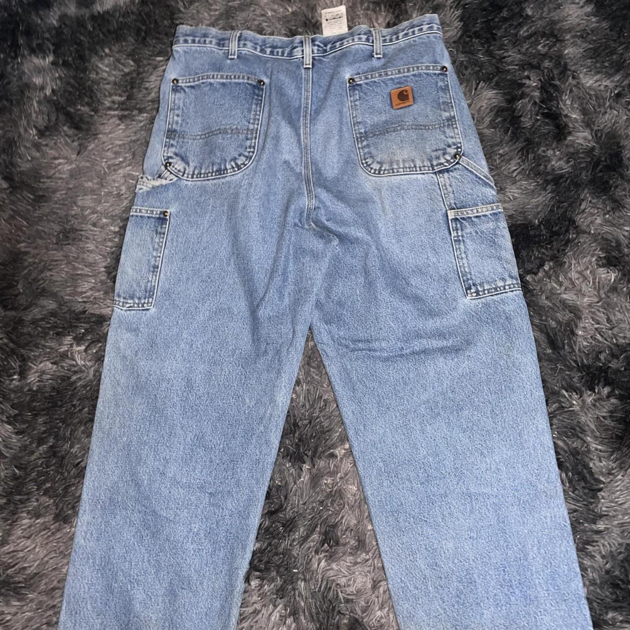 Vintage 2000s Carhartt denim double knee blue jeans.... - Depop